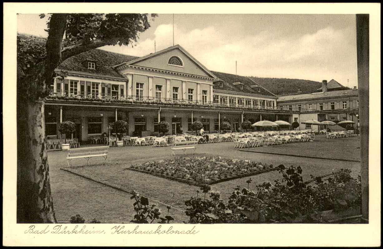 zoom: Image side vintage Postcard from 1951: Kurhaus Kurhauskolonade:: Bad Dürkheim