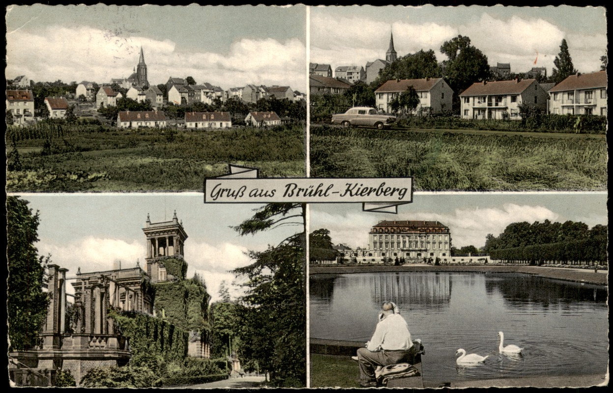 vergrößern: Bildseite historische Ansichtskarte von 1960: Gruß aus Brühl-Kierberg (MB Ortsansichten):: Kierberg-Brühl