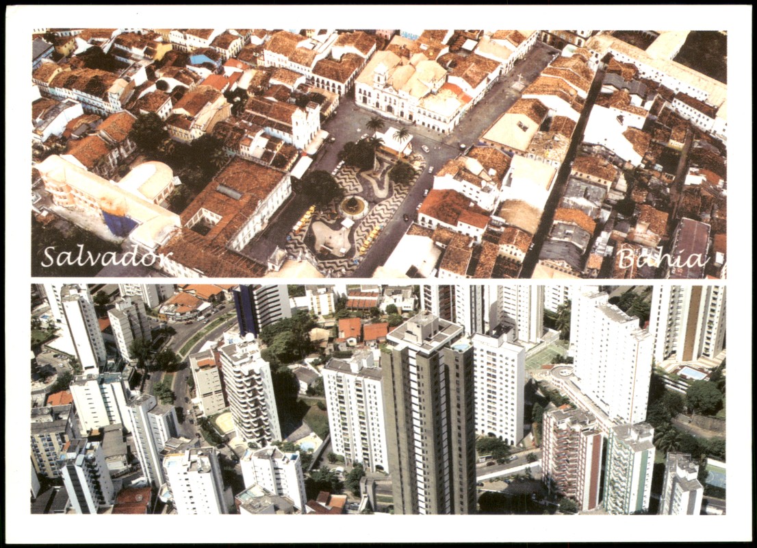 zoom: Image side vintage Postcard from 1990: Luftbild Luftaufnahmen (Aerial View):: Salvador (Bahia)