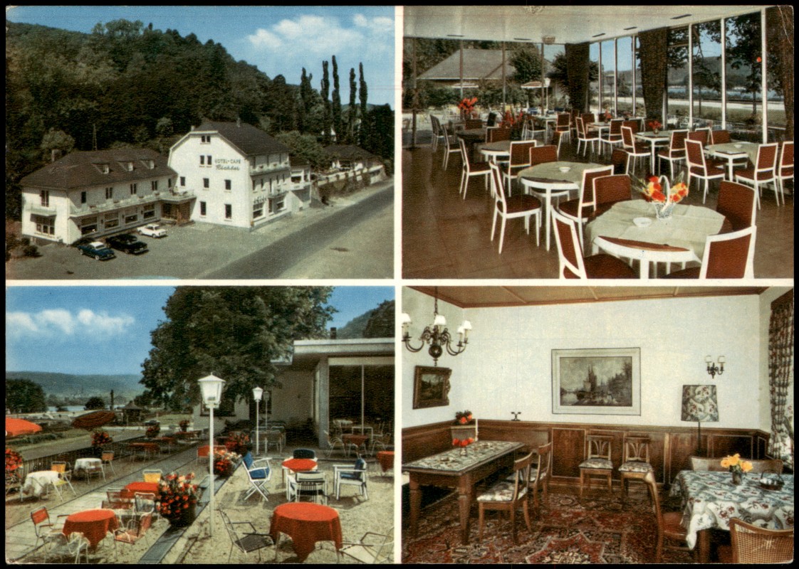 zoom: Image side vintage Postcard from 1974: HOTEL RHEINECK Mehrbildkarte mit Außen- u. Innenansichten:: Bad Breisig