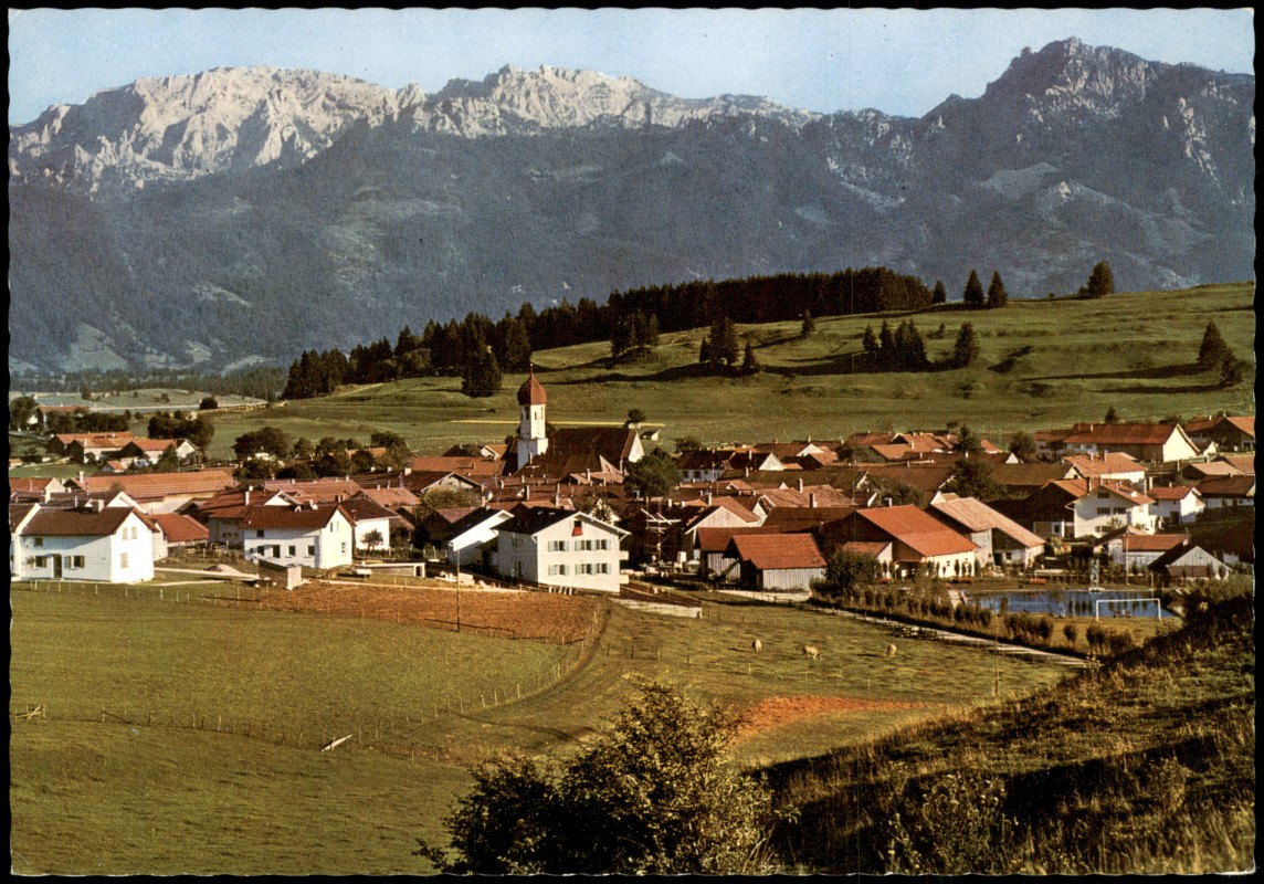 zoom: Image side vintage Postcard from 1975: Panorama-Ansicht:: Roßhaupten