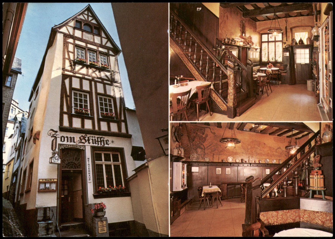 zoom: Image side vintage Postcard from 1980: „Zom Stüffje" ALTDEUTSCHE WEINSTUBE SPEISEGASTSTÄTTE Oberbachstrasse:: Kochem