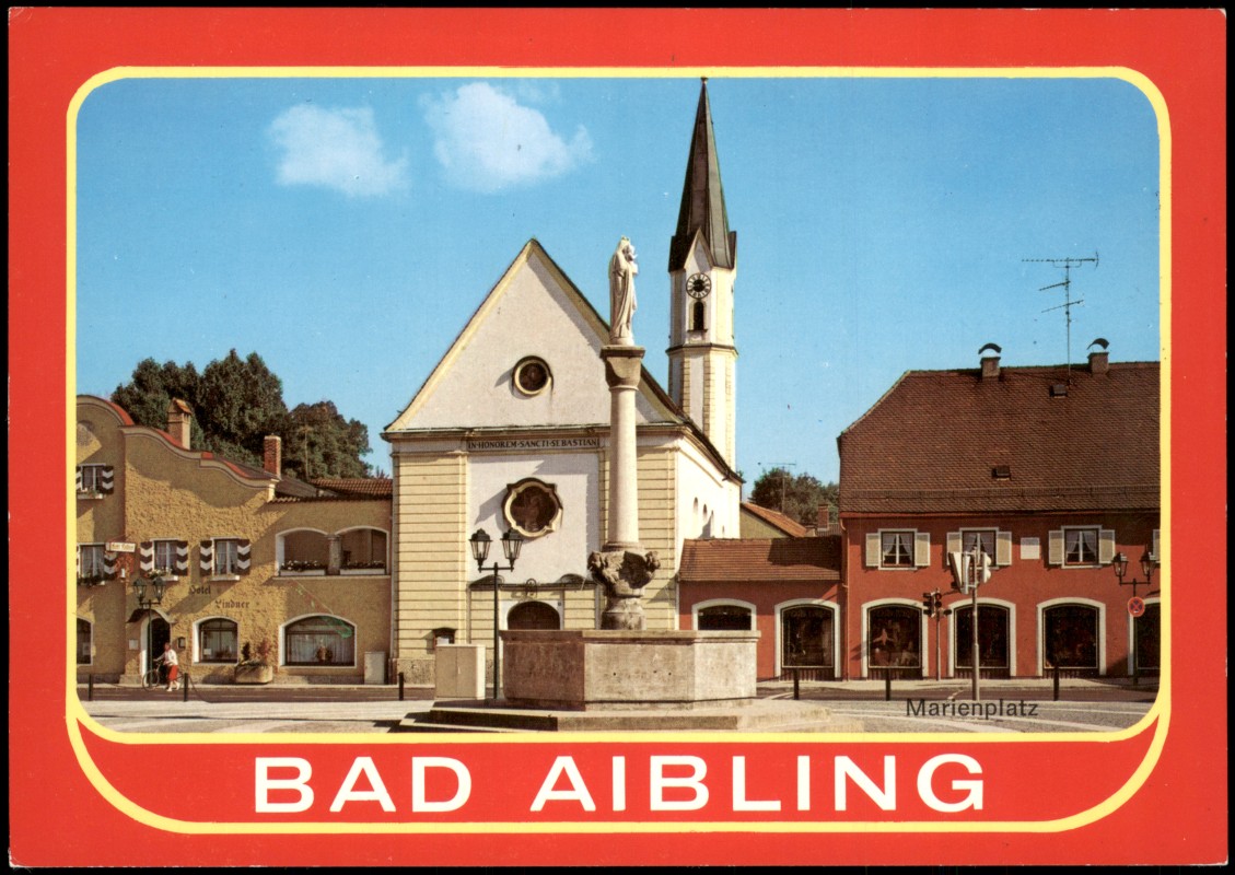 vergrößern: Bildseite historische Ansichtskarte von 1980: Marienplatz:: Bad Aibling