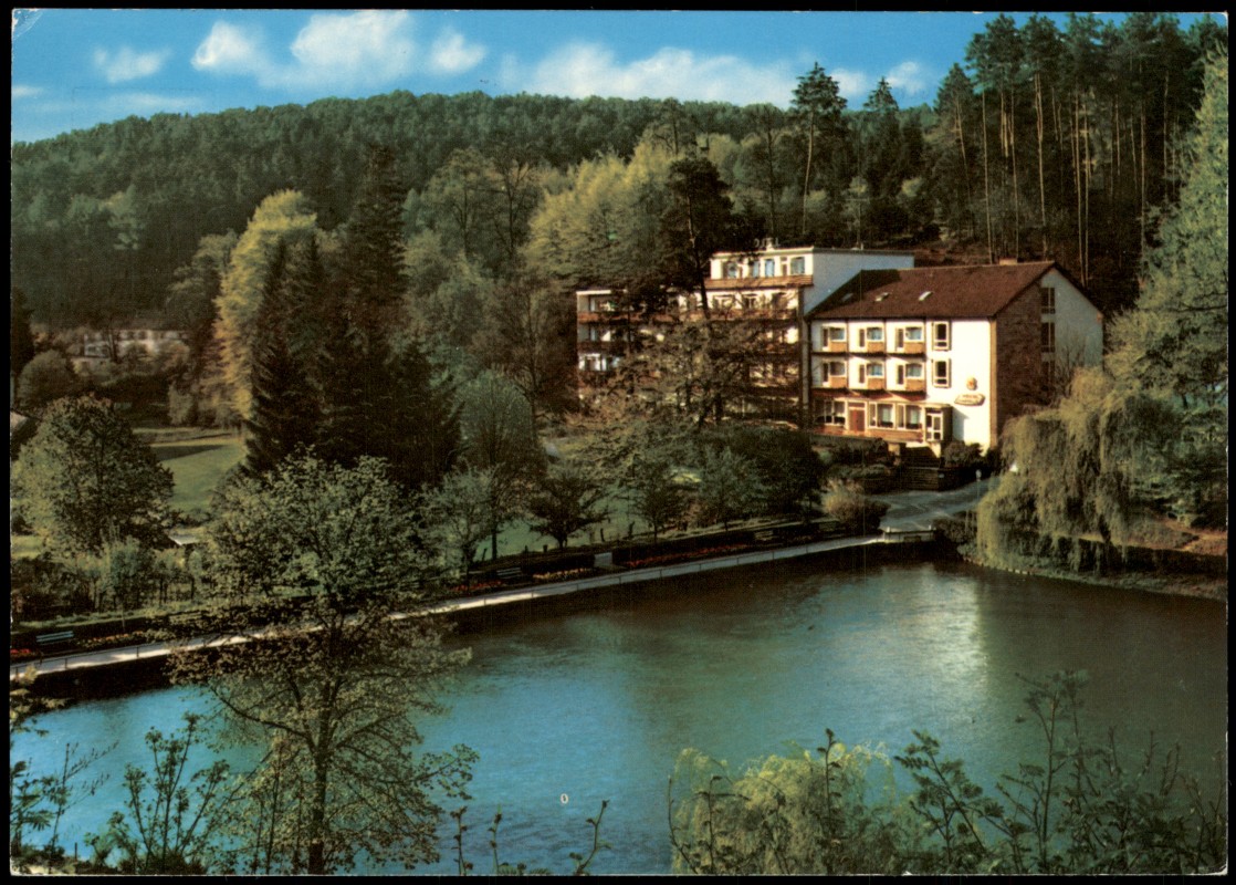 zoom: Image side vintage Postcard from 1979: Partie am HOTEL SEEBLICK Kurtal:: Bergzabern