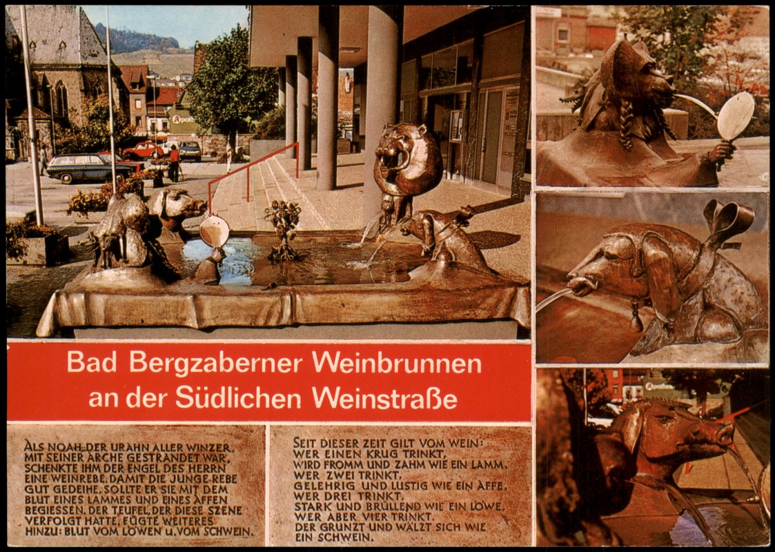 zoom: Image side vintage Postcard from 1970: Mehrbildkarte Weinbrunnen Ansichten:: Bergzabern
