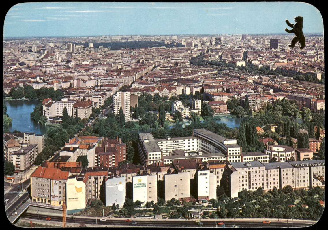 vergrößern: Bildseite historische Ansichtskarte von 1980: Stadt-Panorama Blick vom Funkturm:: Charlottenburg-Berlin