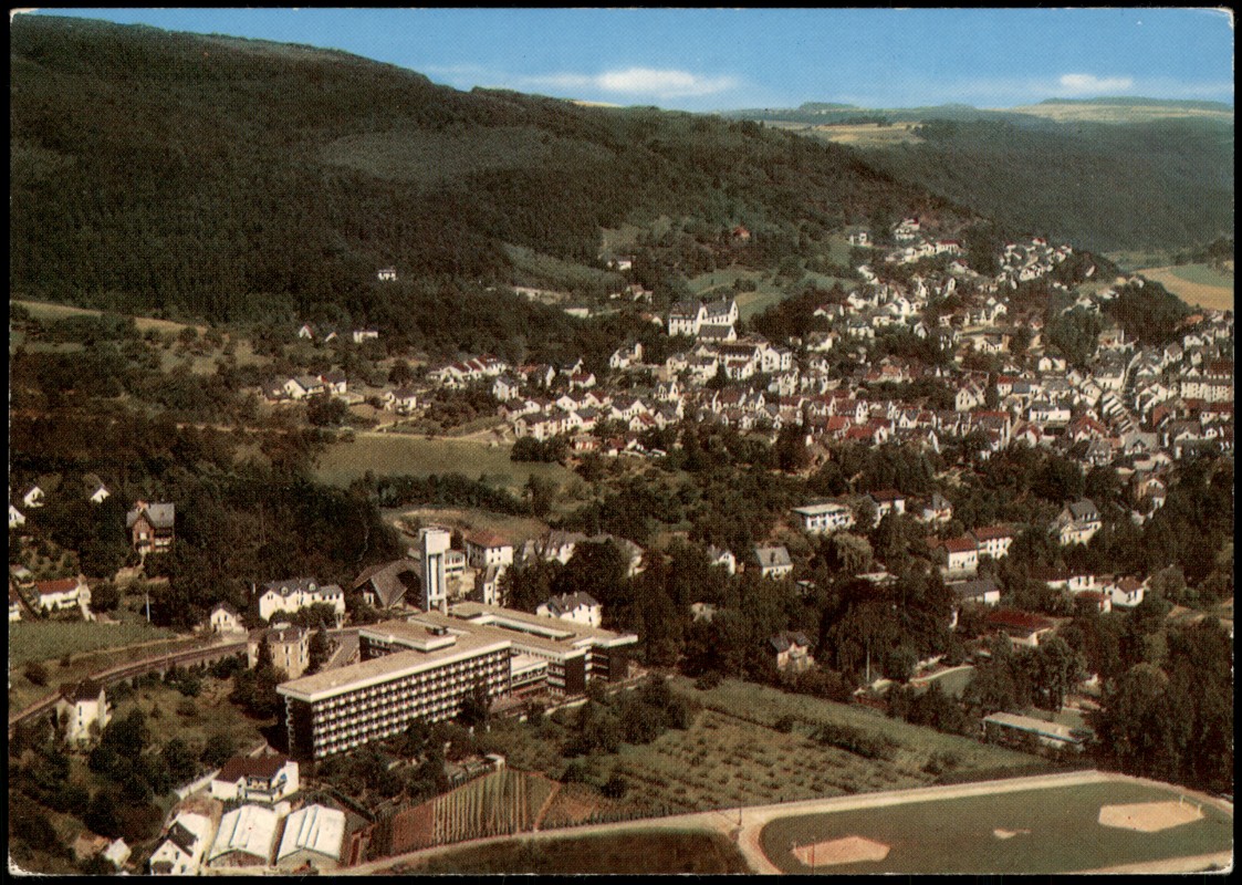vergrößern: Bildseite historische Ansichtskarte von 1970: Luftbild Luftaufnahme:: Nassau (Lahn)