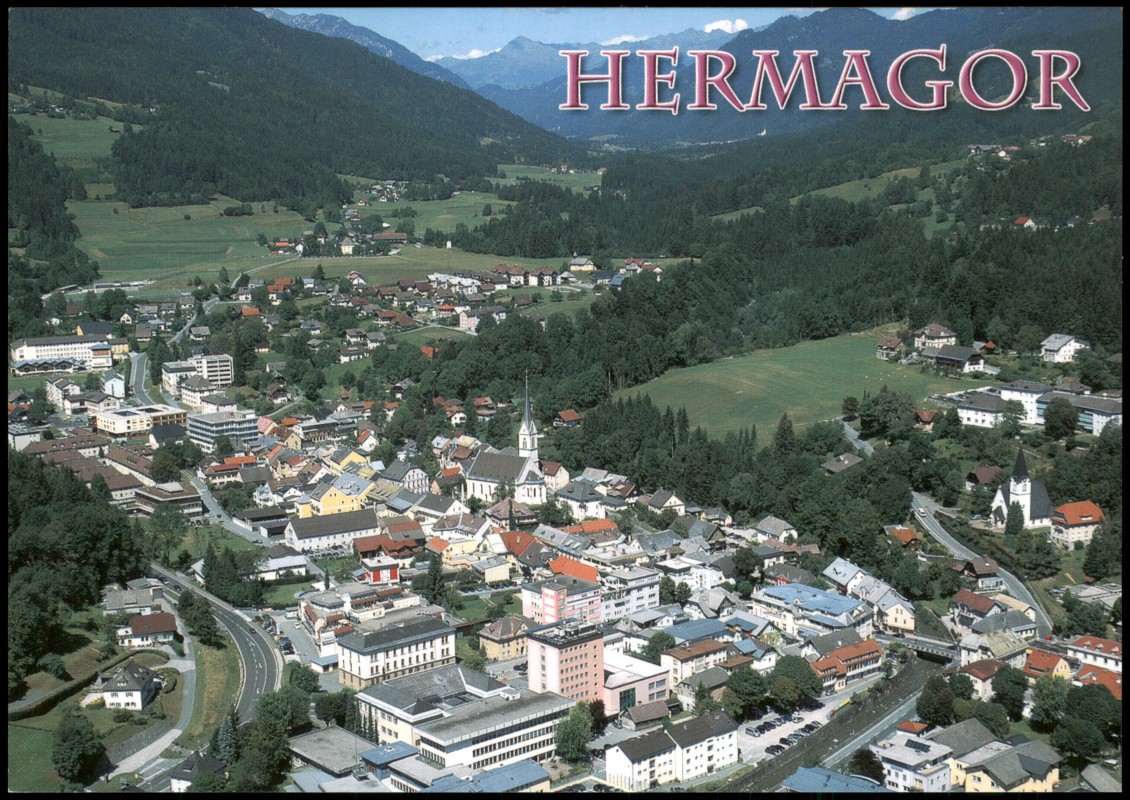 zoom: Image side vintage Postcard from 2010: Luftaufnahme Hermagor im Gailtal:: Hermagor-Hermagor-Pressegger See