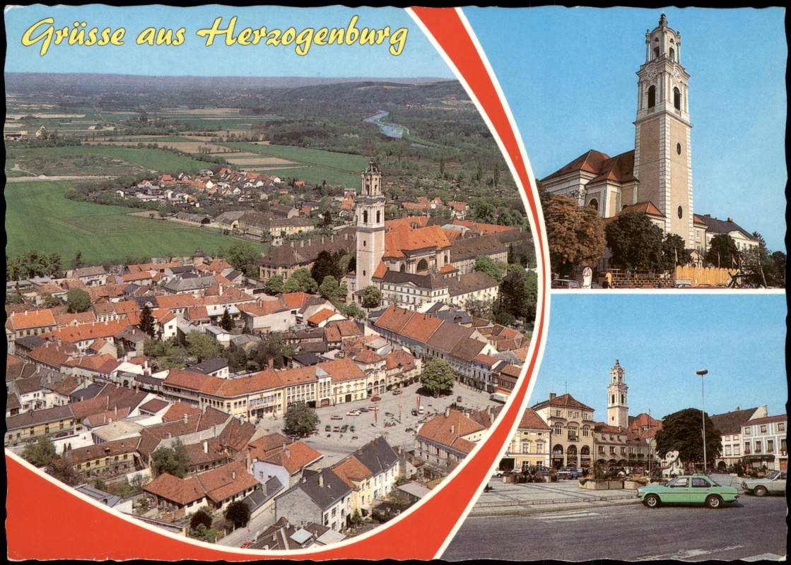 vergrößern: Bildseite historische Ansichtskarte von 1960: Mehrbildkarte, Ansichten vom Stift mit Augustiner Chorherrenstift:: Herzogenburg
