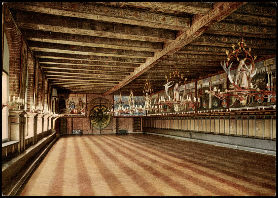 vergrößern: Bildseite historische Ansichtskarte von 1965: Rathaus Innenansicht Fürstensaal Leinwandbilder:: Lüneburg