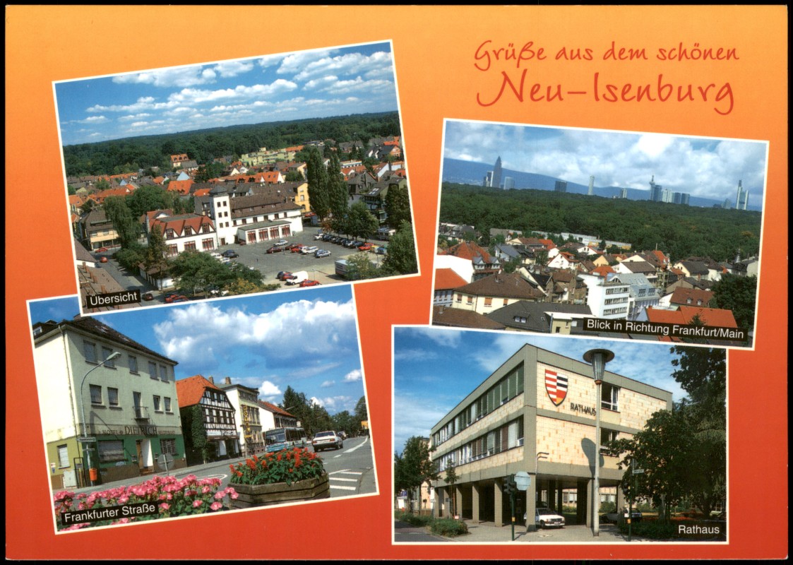 zoom: Image side vintage Postcard from 1990: Stadtteilansichten NEU ISENBURG:: Neu-Isenburg