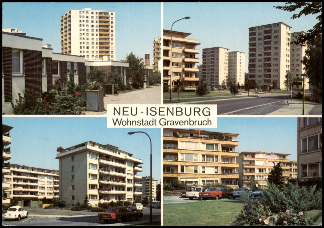 vergrößern: Bildseite historische Ansichtskarte von 1990: NEU ISENBURG Wohnstadt Gravenbruch Stadtteilansichten:: Neu-Isenburg