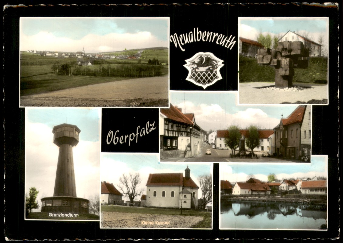 vergrößern: Bildseite historische Ansichtskarte von 1970: Straße Grenzlandturm Denkmal:: Bad Neualbenreuth
