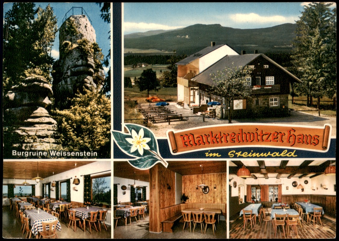 zoom: Image side vintage Postcard from 1969: Mehrbildkarte vom Marktredwitzer Haus im Steinwald:: Marktredwitz