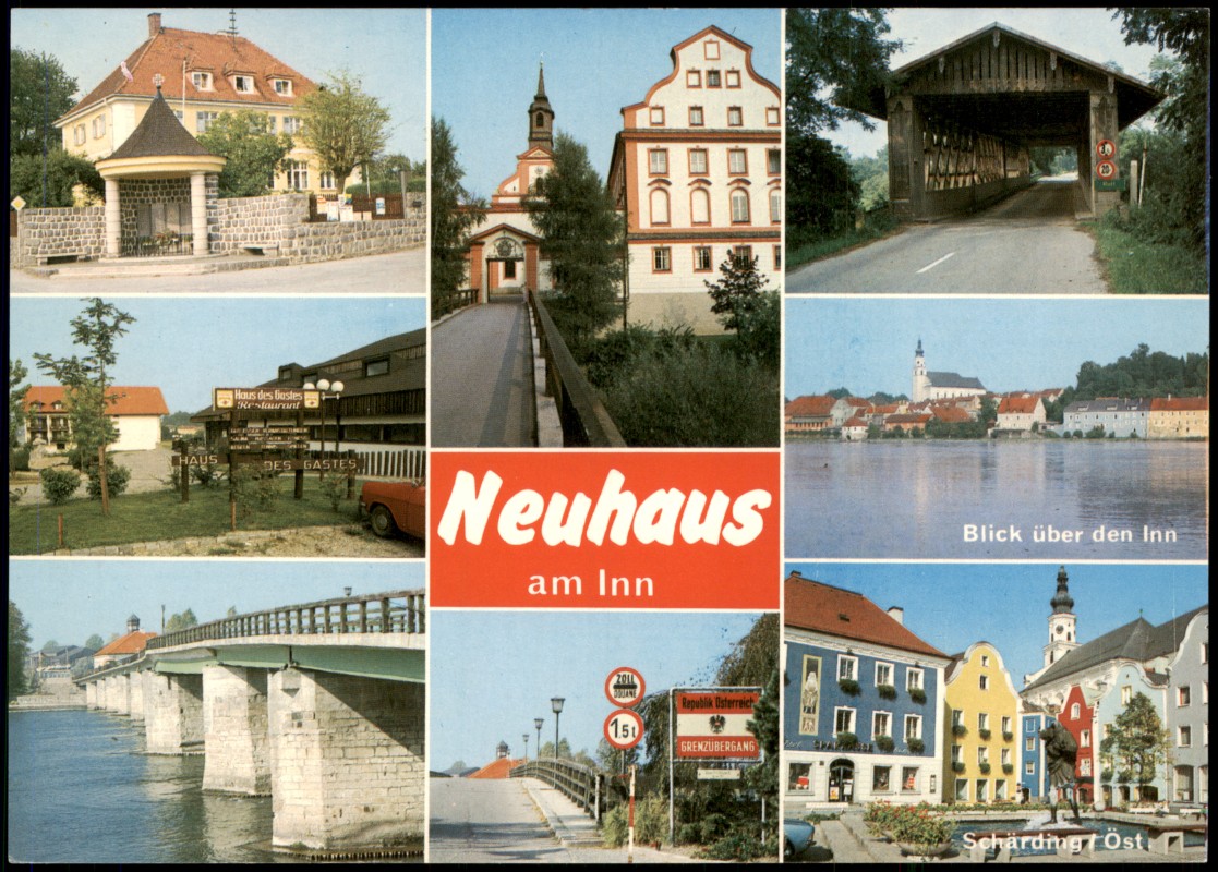 zoom: Image side vintage Postcard from 1982: Mehrbild Stadtteilansichten:: Neuhaus am Inn