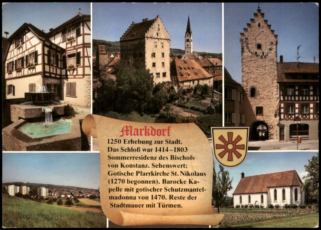 zoom: Image side vintage Postcard from 1985: Mehrbildkarte von Historischen Gebäuden in Markdorf, Schloß:: Neubeuern (Lk Rosenheim)