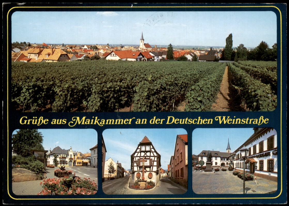 zoom: Image side vintage Postcard from 1990: Stadtteilansichten Maikkammer an der Deutschen Weinstraße:: Maikammer