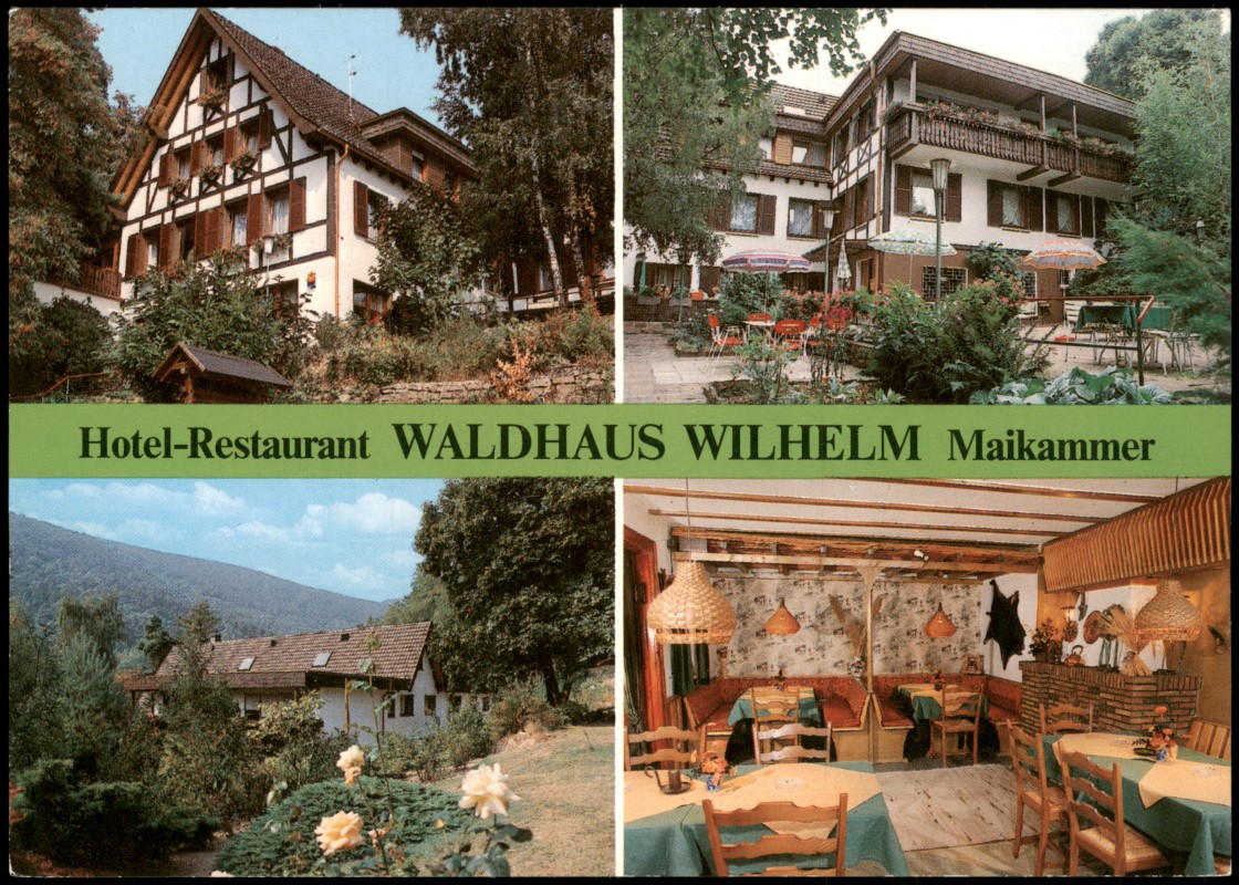 zoom: Image side vintage Postcard from 1990: Hotel-Restaurant WALDHAUS WILHELM Maikammer:: Maikammer