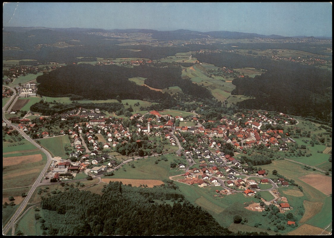 zoom: Image side vintage Postcard from 1975: Luftbild Luftkurort Mainhardt im Naturpark Schwäbischer-Fränkischer Wald:: Ammertsweiler-Mainhardt