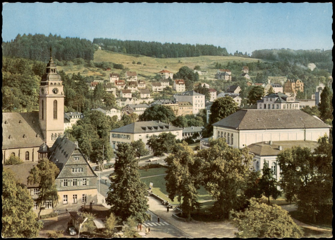 zoom: Image side vintage Postcard from 1965: Panorama-Ansicht von Bad Schwalbach und Umgebung:: Bad Schwalbach