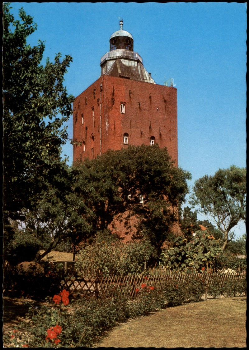 vergrößern: Bildseite historische Ansichtskarte von 1980: Leuchtturm auf der Insel Neuwerk:: Insel Neuwerk-Hamburg