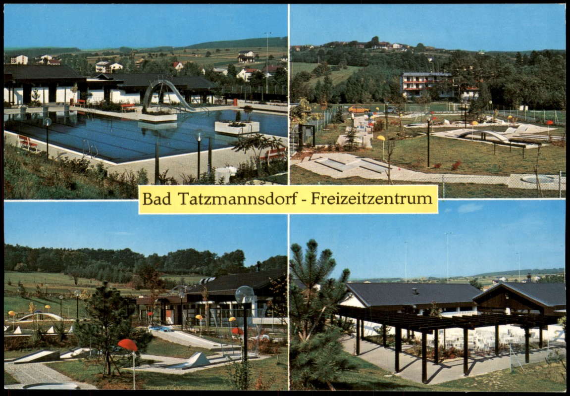 zoom: Image side vintage Postcard from 1980: Mehrbildkarte Bad Tatzmannsdorf Freizeitzentrum:: Tatzmannsdorf