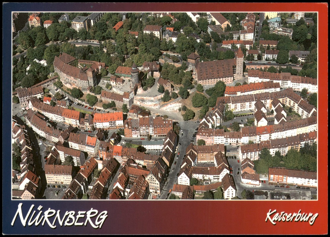 zoom: Image side vintage Postcard from 2010: Luftaufnahme Kaiserburg vom Flugzeug aus:: Nuremberg