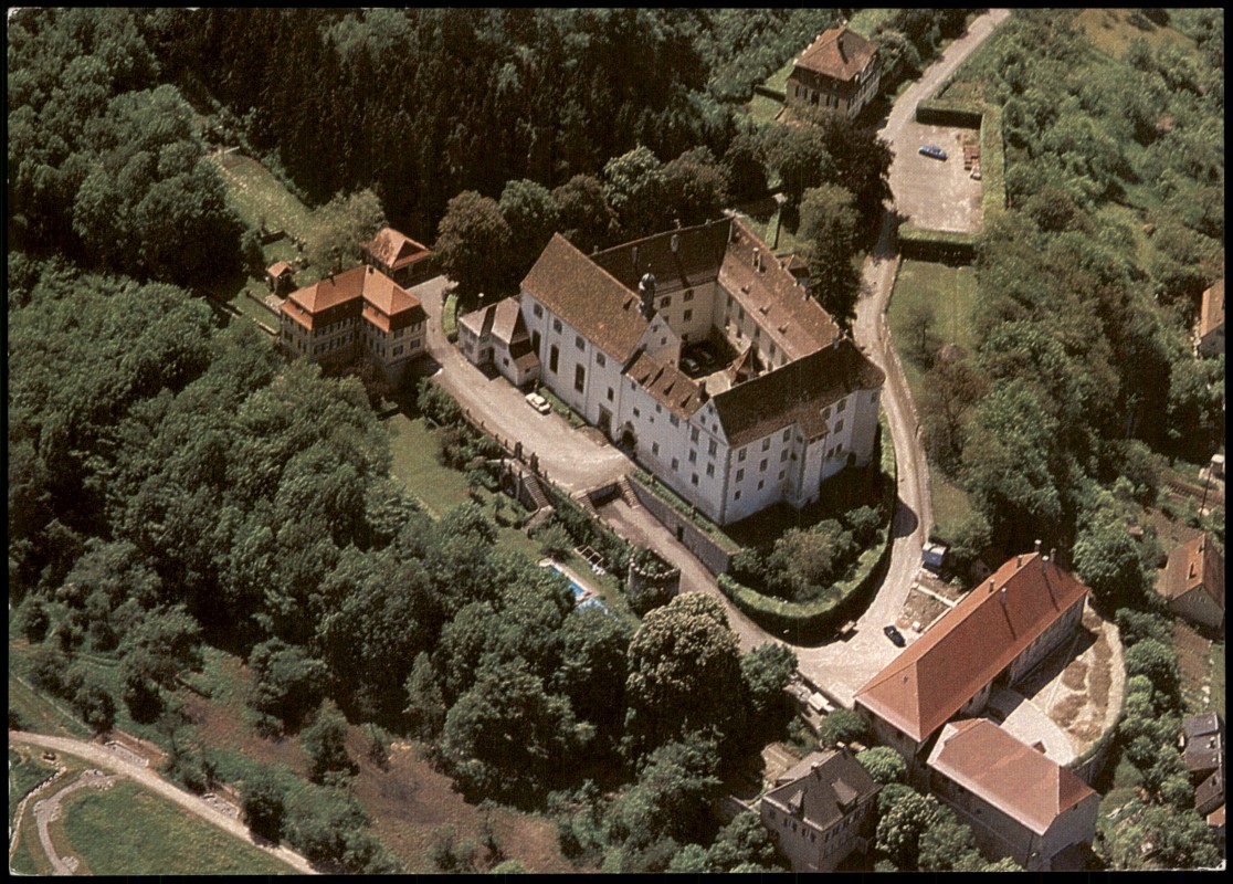 zoom: Image side vintage Postcard from 1975: Luftaufnahme Schloß Haltenbergstetten vom Flugzeug aus:: Niederstetten
