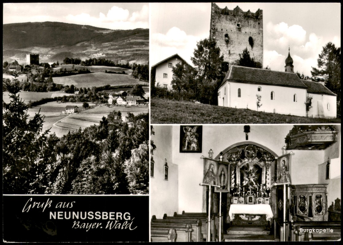 vergrößern: Bildseite historische Ansichtskarte von 1970: Stadtteilansichten Neunussberg Bayerischer Wald:: Neunußberg-Viechtach