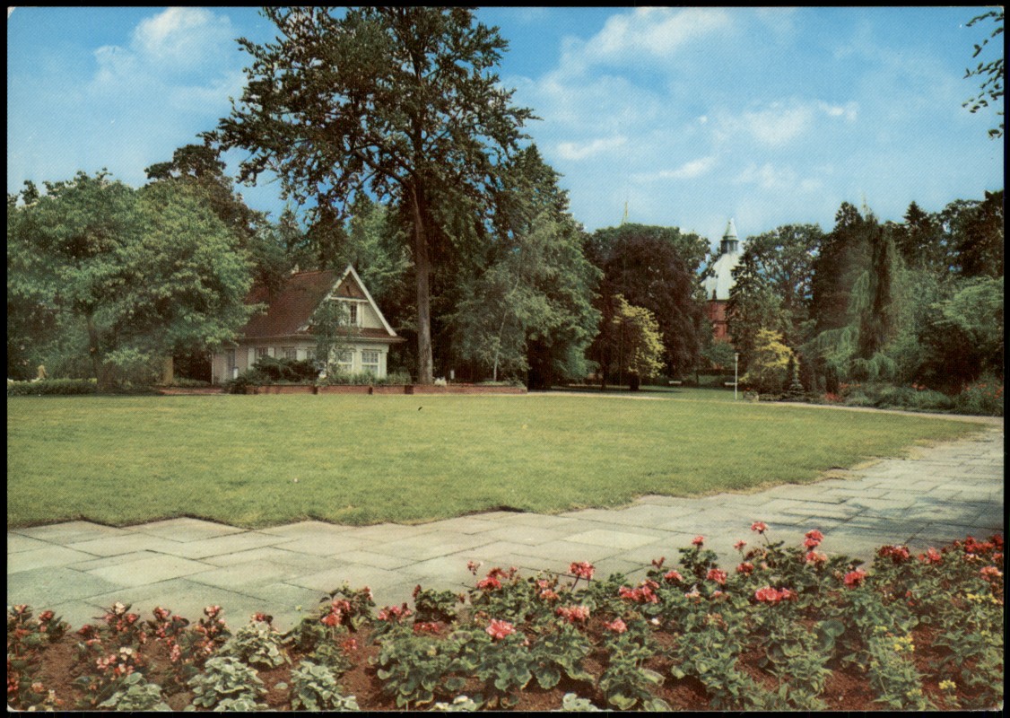 vergrößern: Bildseite historische Ansichtskarte von 1985: Stadtteilansichten Nordhorn Stadtpark:: Blanke-Nordhorn