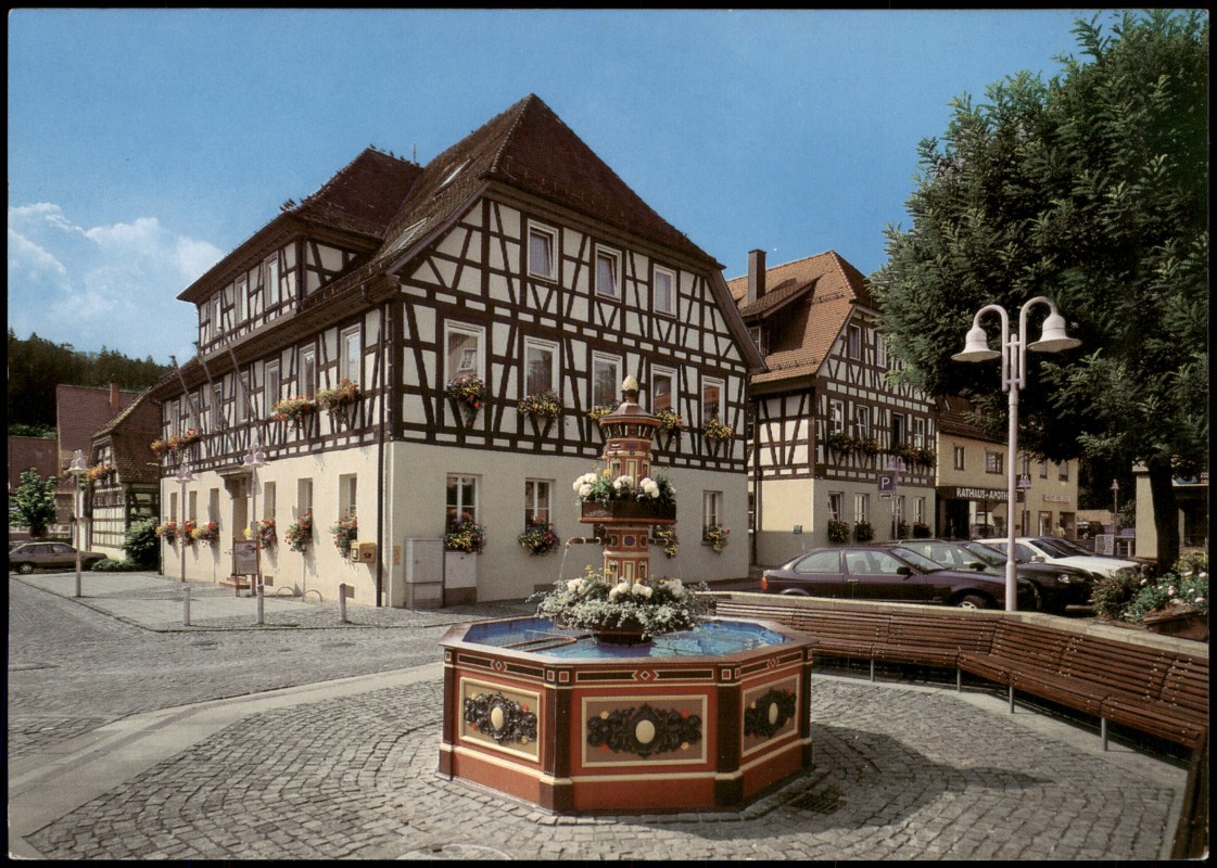 vergrößern: Bildseite historische Ansichtskarte von 1998: Stadtteilansichten LORCH im Remstal am Rathaus:: Lorch