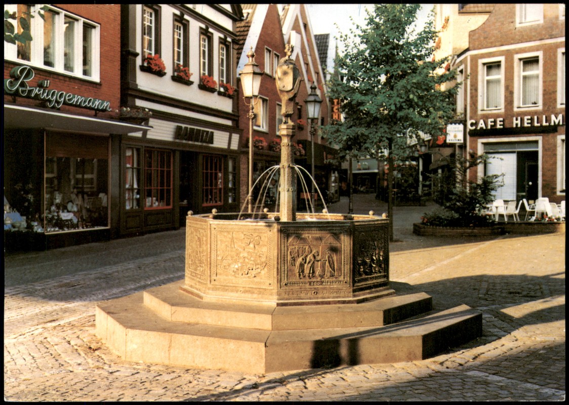 vergrößern: Bildseite historische Ansichtskarte von 1990: Ansicht Marktbrunnen LÜDINGHAUSEN in Westf.:: Lüdinghausen
