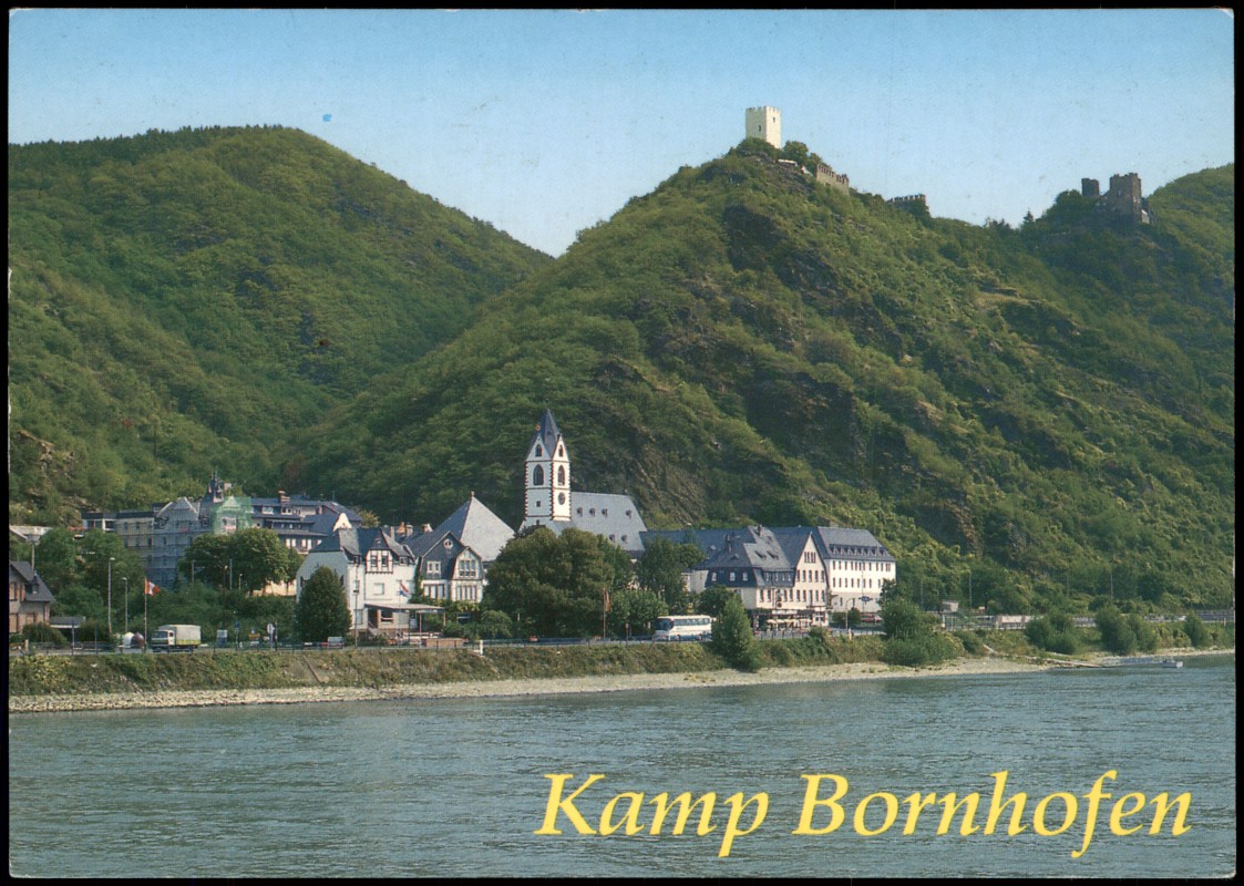 vergrößern: Bildseite historische Ansichtskarte von 2005: Kamp Bornhofen Kloster Bornhofen und Feindliche Brüder - Burg Liebenstein & Burg Sterrenberg:: Kamp-Bornhofen