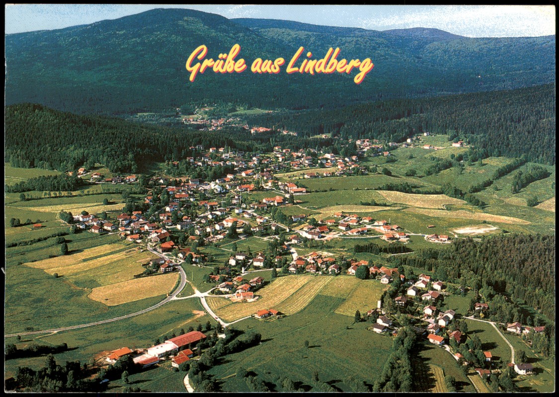 zoom: Image side vintage Postcard from 2012: Panorama-Ansicht Lindberg im Bayrischen Wald Luftbild:: Ludwigsthal (Lindberg)