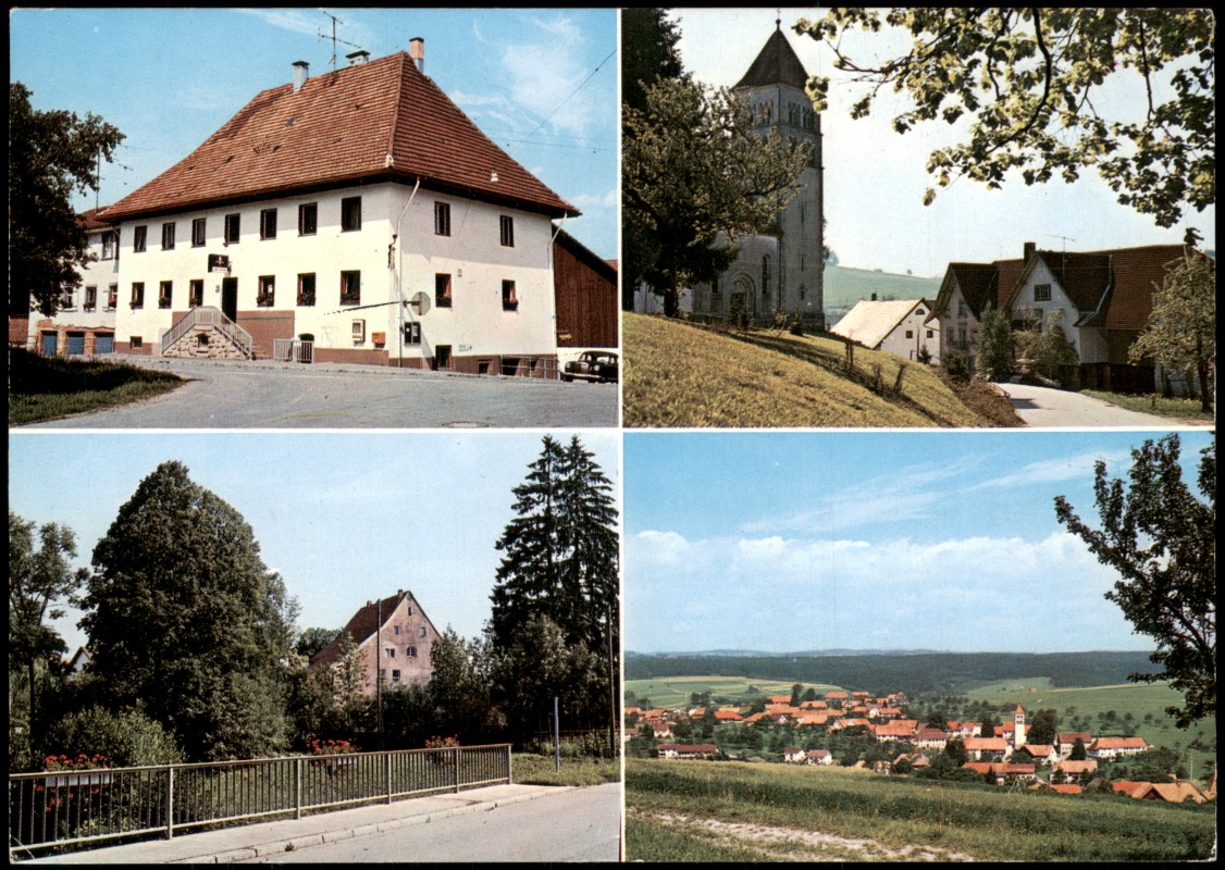 vergrößern: Bildseite historische Ansichtskarte von 1975: 4 Bild Stadt Restaurant Straße:: Unteralpfen-Albbruck