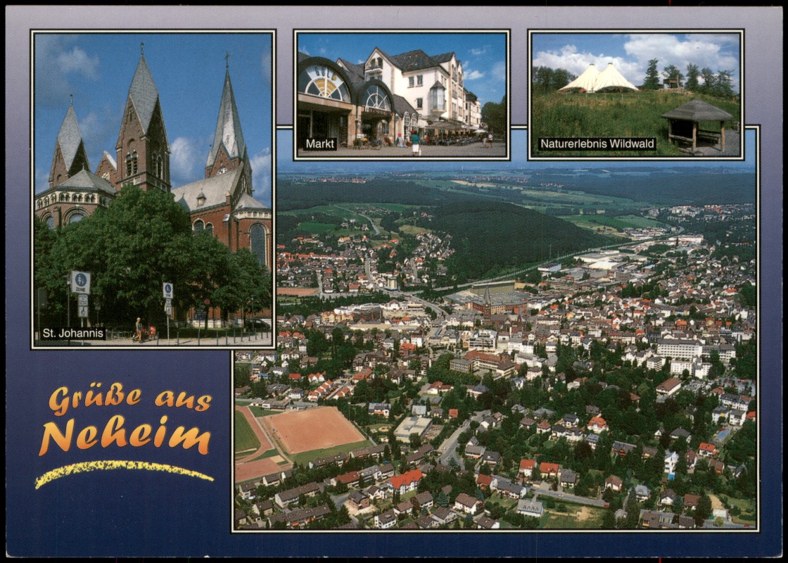 zoom: Image side vintage Postcard from 1998: Ansichten Allgemein Neheim-Hüsten St. Johanniscor Markt Naturerlebnis Wildwald:: Neheim-Hüsten-Arnsberg