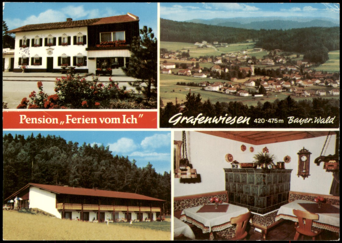 vergrößern: Bildseite historische Ansichtskarte von 1982: Hotel & Gaststätten Pension "Ferien vom Ich" Grafenwiesen:: Grafenwiesen