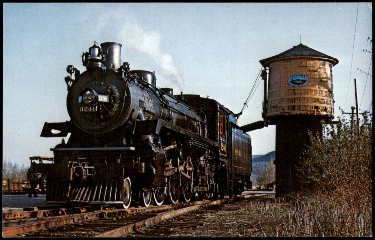 vergrößern: Bildseite historische Ansichtskarte von 1973: STEAMTOWN USA Bellows Falls, VT Eisenbahn Zug Lokomotive Railroad::