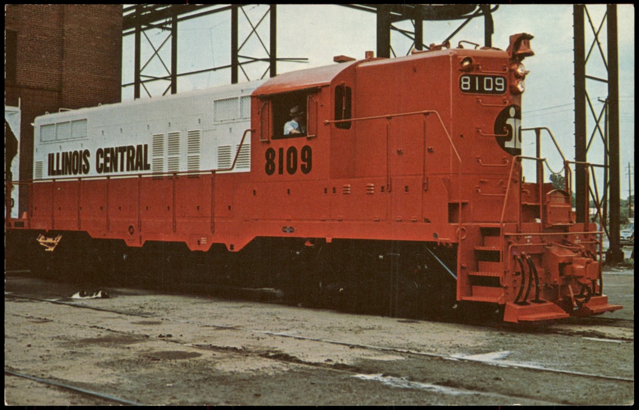 zoom: Image side vintage Postcard from 1975: Eisenbahn Zug Lokomotive ILLINOIS CENTRAL 8109 Railroad::