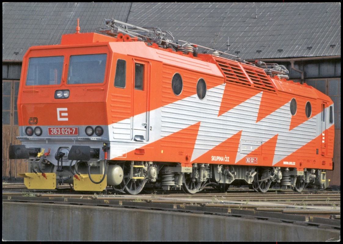 vergrößern: Bildseite historische Ansichtskarte von 2006: lokomoti vSkupiny ČEZ z roku Tschechien Eisenbahn Zug Lokomotive::