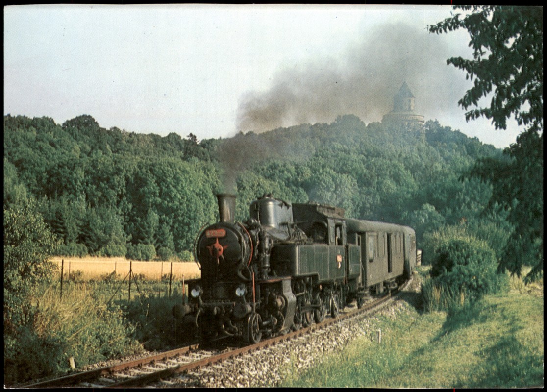 vergrößern: Bildseite historische Ansichtskarte von 1999: Dampflokomotive 424.055 Tschechien Ceska::