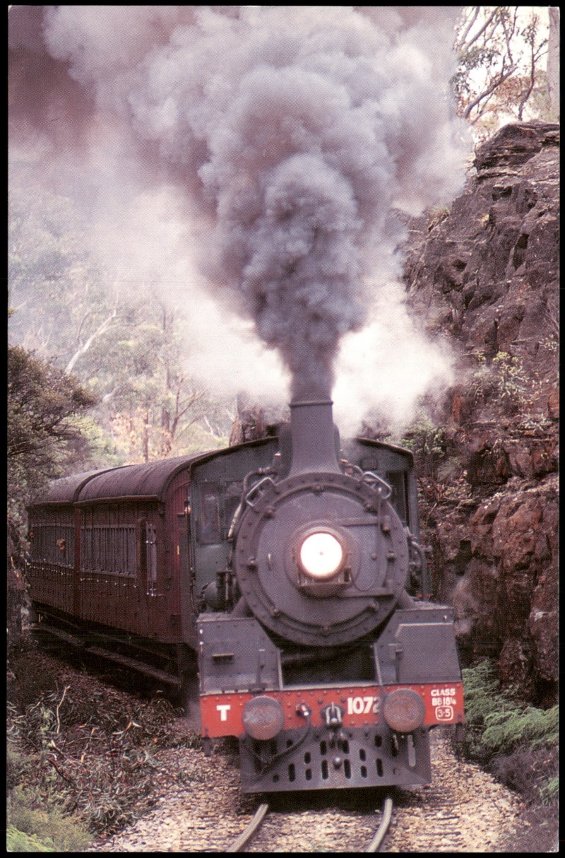 vergrößern: Bildseite historische Ansichtskarte von 2001: Dampflokomotive S150 (NSW)Zig Zag Railway Railroad::