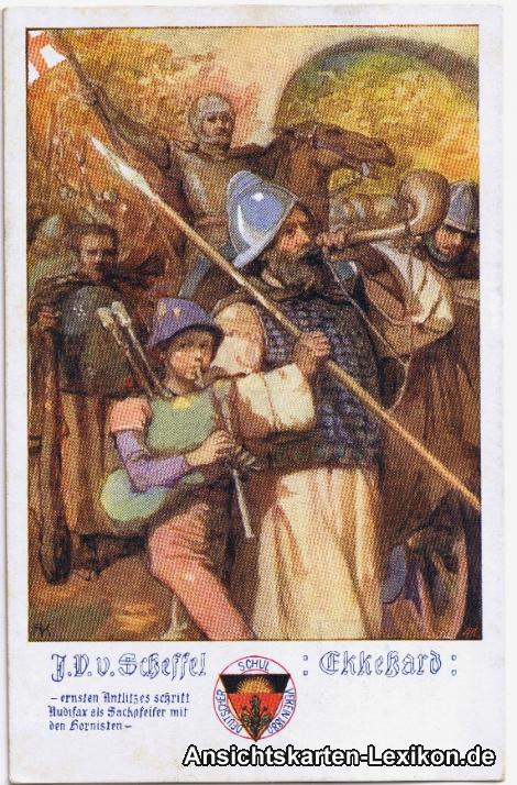 zoom: Image side vintage Postcard from 1924: Illustration zum Roman "Ekkehard" von Joseph Victor von Scheffel::
