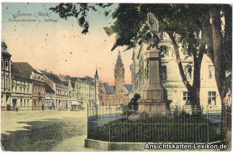 Kriegerdenkmal Und Rathaus Dahme Mark Ansichtskarten Lexikon