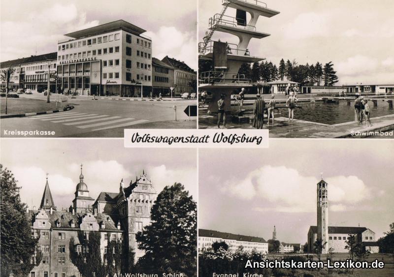 vergrößern: Bildseite historische Ansichtskarte von 1965: Mehrbildkarte:: Wolfsburg