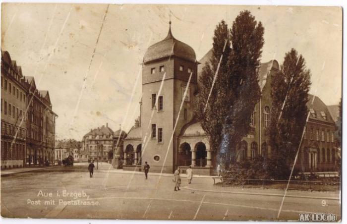 Post Mit Poststrasse Ca Aue Erzgebirge Ansichtskarten Lexikon