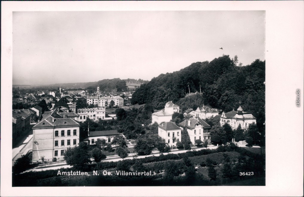 zoom: Image side vintage Postcard from 1956: Villenviertel:: Amstetten
