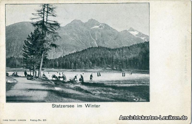 vintage Postcard from 1900: Statzersee im Winter:: St. Moritz