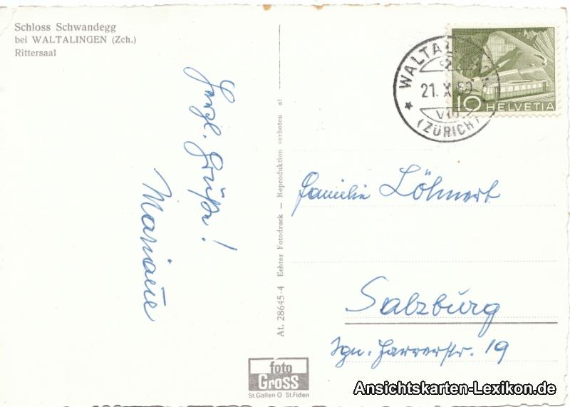 Schloss Schwandegg Rittersaal Waltalingen AnsichtskartenLexikon