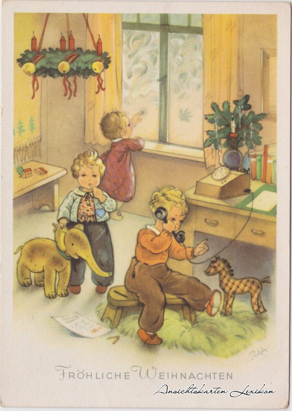 vintage Postcard from 1956: FRÖHLICHE WEIHNACHTEN:: 
